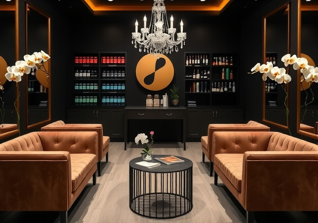 Elegant waiting area with velvet seating